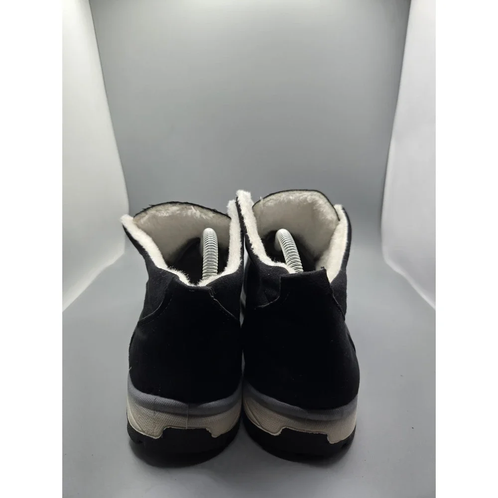 Men's Black Suede Faux Fur Lined Ankle Boots EU‎ 43 Lace Up Winter
